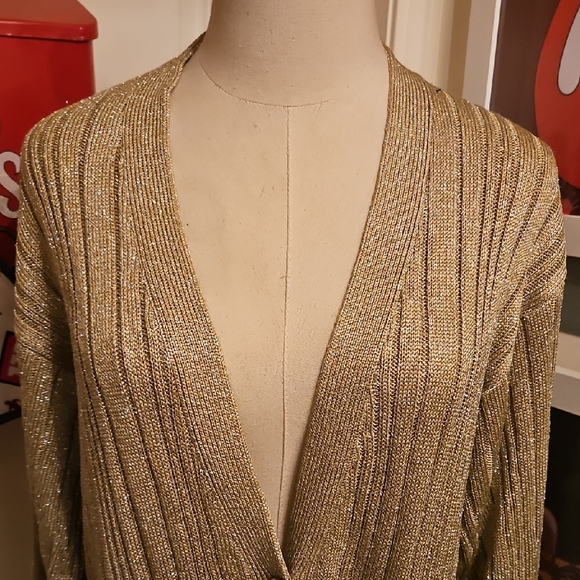 Magnolia Men's Shimmering Gold Cardigan Sweater - Picture 2 of 7